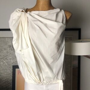 VIONNET Paris Elegant White Sleeveless Blouse Size S